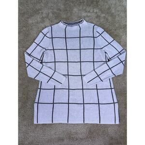 Loft Sweater Womens Size Small Black White Window Pane Pullover D957